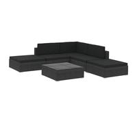 Vidaxl 6 Piece Garden Lounge Set With Cushions Poly Rattan Black