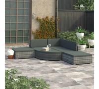vidaXL 6x Garden Lounge Set with Cushions Poly Rattan Grey Outdoor Sofa Sets