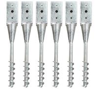 vidaXL 6x Ground Spike Silver Galvanised Steel Anchor Stake Soil Garden Spear