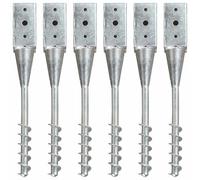 vidaXL 6x Ground Spike Silver Galvanised Steel Outdoor Soil Spear Garden Arch