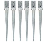 vidaXL 6x Ground Spikes Silver Galvanised Steel Garden Outdoor Soil Spear