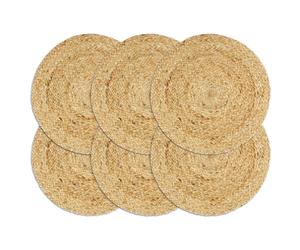 vidaXL 6x Placemats Soft Plain Natural Round Jute Table Placemat Table Runner