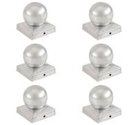 vidaXL 6x Post CapGlobe Final Galvanised Metal 91x91mm Fencing Barrier Top