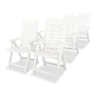 Reclining Garden Chair White Plastic 60x61x108cm Foldable Weatherproof Pack2pcs