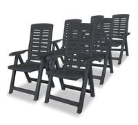 vidaXL Reclining Garden Chairs 6 pcs Plastic Anthracite UK HOT