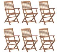 vidaXL 6x Solid Acacia Wood Folding Outdoor Chairs Furniture Garden Seating