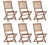 vidaXL 6x Solid Acacia Wood Folding Outdoor Chairs Furniture Garden Seating