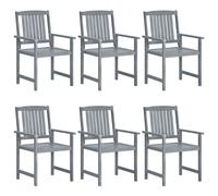 vidaXL 6x Solid Acacia Wood Garden Chairs Grey Outdoor Seating Backyard Patio