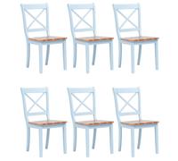 vidaXL 6x Solid Rubber Wood Dining Chairs Grey and Light Wood Kitchen Seating