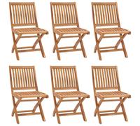 vidaXL 6x Solid Teak Wood Folding Garden Chairs Outdoor Seating Dining Chairs