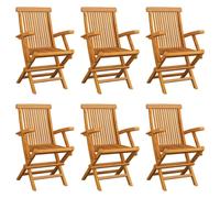 vidaXL 6x Solid Teak Wood Folding Garden Chairs Wooden Outdoor Dining Seat