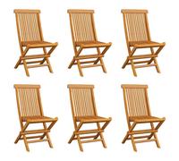 vidaXL 6x Solid Teak Wood Folding Garden Chairs Wooden Outdoor Dining Seat