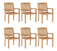 vidaXL 6x Solid Teak Wood Stacking Garden Chairs Furniture Outdoor Seating
