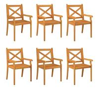 vidaXL 6x Solid Wood Acacia Outdoor Dining Chairs Patio Furniture Dining Seat Re