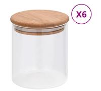 vidaXL 6x Storage Glass Jars with Bamboo Lid 600 ml Storage Bottle Furniture