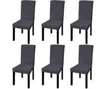 vidaXL Straight Stretchable Chair Cover 6 pcs Anthracite UK