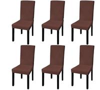 vidaXL 6x Straight Stretchable Chair Cover Brown Universal Seat Slipcover