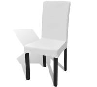 vidaXL 6x Straight Stretchable Chair Cover White Seat Slipcover Protector