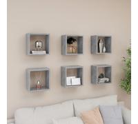 vidaXL 6x Wall Cube Shelves Concrete Grey Storage Wall Hanging Floating Shelf