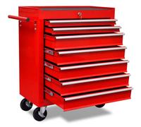 vidaXL 7 Drawers Mechanics Tool Trolley Red Workshop Chest Box Storage Cabinet