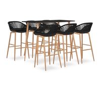 vidaXL 7 Piece Bar Set Black