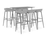 vidaXL Bar Set 7 Piece Black and Grey Kitchen Dining Room Chair Stool Table
