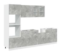 vidaXL 7 Piece Bathroom Furniture Set Concrete Grey Engineered Wood