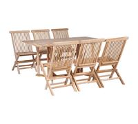 vidaXL 7 Piece Folding Outdoor Dining Set Solid Teak Wood