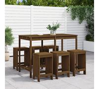 vidaXL 7 Piece Garden Bar Set Honey Brown Solid Wood Pine, Brown