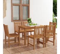 (6 piece) vidaXL Solid Teak Wood Garden Dining Set Outdoor Wooden Furniture 5/7 Piece