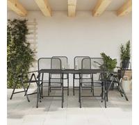 (165 cm table length/ 7 piece) vidaXL Garden Dining Set Outdoor Table and Chair Set Anthracite Metal Mesh
