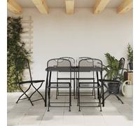 vidaXL 7 Piece Garden Dining Set Anthracite Metal Mesh, Black
