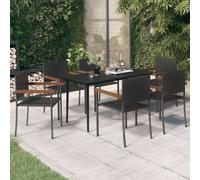 vidaXL 7 Piece Garden Dining Set Black