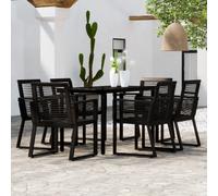 vidaXL 7 Piece Garden Dining Set Black, Black