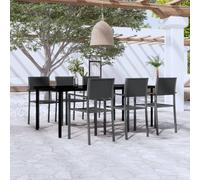 vidaXL 7 Piece Garden Dining Set Black, Black