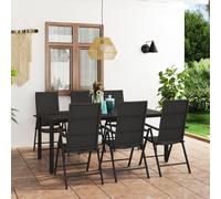 vidaXL 7 Piece Garden Dining Set Black