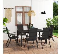 vidaXL 7 Piece Garden Dining Set Black