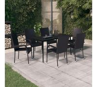 vidaXL Garden Dining Set 7 Piece Black Patio Outdoor Table and Chair Furniture