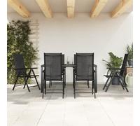vidaXL 7 Piece Garden Dining Set Black Aluminium