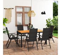 vidaXL 7 Piece Garden Dining Set Black and Brown