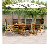 vidaXL 7 Piece Garden Dining Set Black Polypropylene and Solid Wood