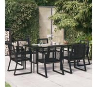 vidaXL 7 Piece Garden Dining Set Black PVC Rattan