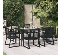 vidaXL 7 Piece Garden Dining Set Black PVC Rattan