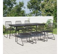 vidaXL 7 Piece Garden Dining Set Black PVC Rattan