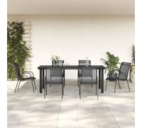 Garden Dining Set Outdoor Dining Set Chair Black Steel and Textilene vidaXL