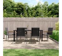 vidaXL 7 Piece Garden Dining Set Black Textilene and Steel