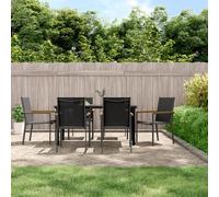 vidaXL 7 Piece Garden Dining Set Black Textilene and Steel, Black
