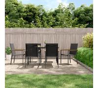 vidaXL 7 Piece Garden Dining Set Black Textilene and Steel