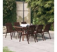 vidaXL 7 Piece Garden Dining Set Brown and Black