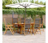 vidaXL 7 Piece Garden Dining Set Grey Polypropylene and Solid Wood